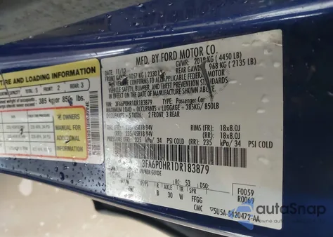 2013 Ford Fusion Se z USA, uszkodzony, nr VIN 3FA6P0HR1DR183879